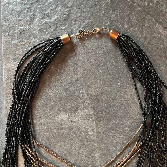 Black & Gold Beaded Statement Necklace - Picture 3 of 3